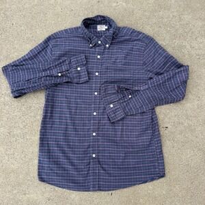 Faherty Button Down Mens L Blue Pink Plaid Flannel Stretch Soft Casual Shirt